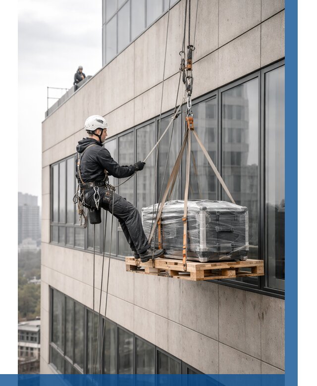 Спуск груза по фасаду в Когалыме от 3618 р. | ВЫСОТНИК-Кгл