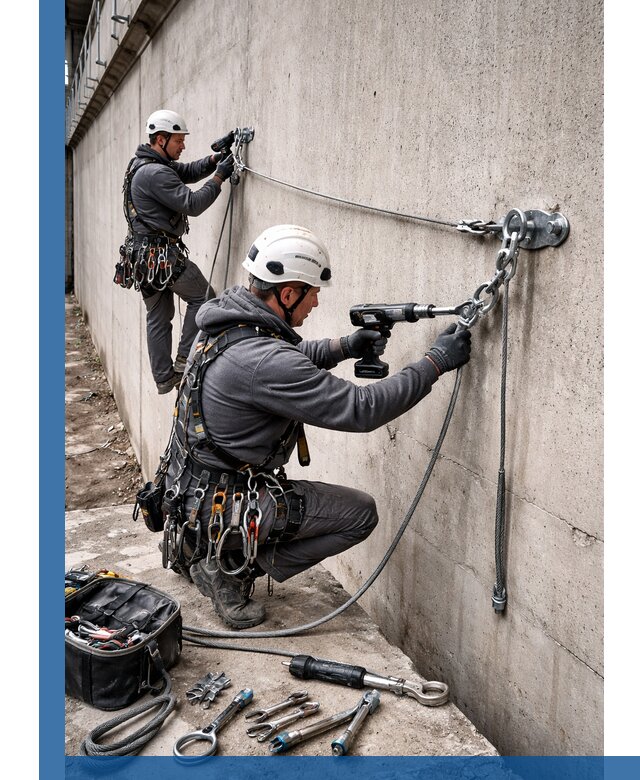 Монтаж анкерных линий высотной безопасности в Когалыме