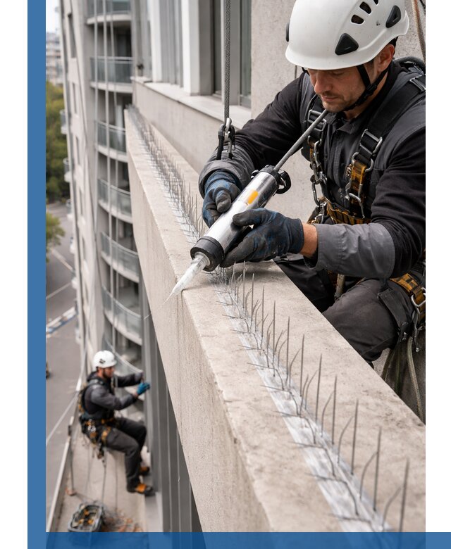 Установка шипов от птиц на фасадах и кровлях в Когалыме